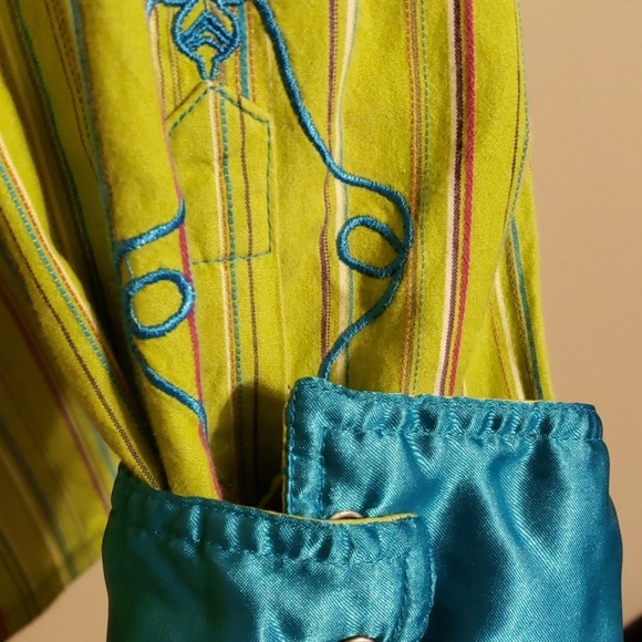 Wrangler Green striped embroidery western top - Picture 3 of 8
